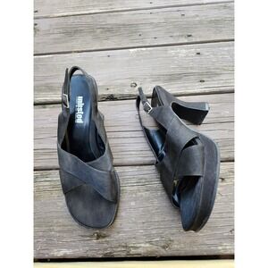 Unlisted Kenneth Cole Black‎ Y2K Platform Slingback Flared Heel Sandals Size 8